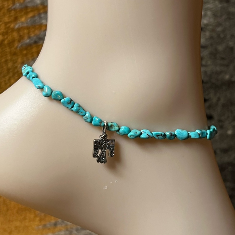 10 1/2” Turquoise & Bird Charm Anklet